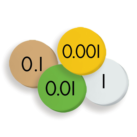 SENSATIONAL MATH™ Four-Value Decimals to Whole Number Place Value Discs, 100 Discs 626635